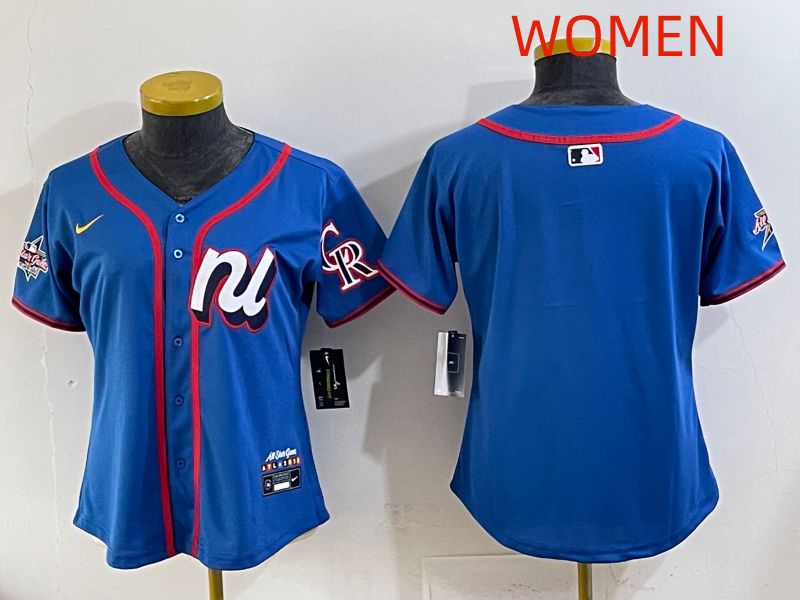 Women 2025 Colorado Rockies Blank Blue All star Nike MLB Jersey style 01